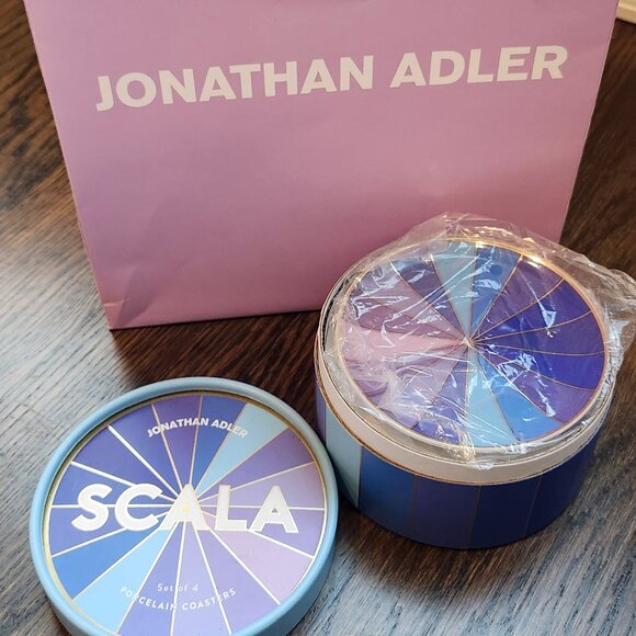 New Jonathan Adler Scala 4 porcelain coasters - Picture 2 of 3